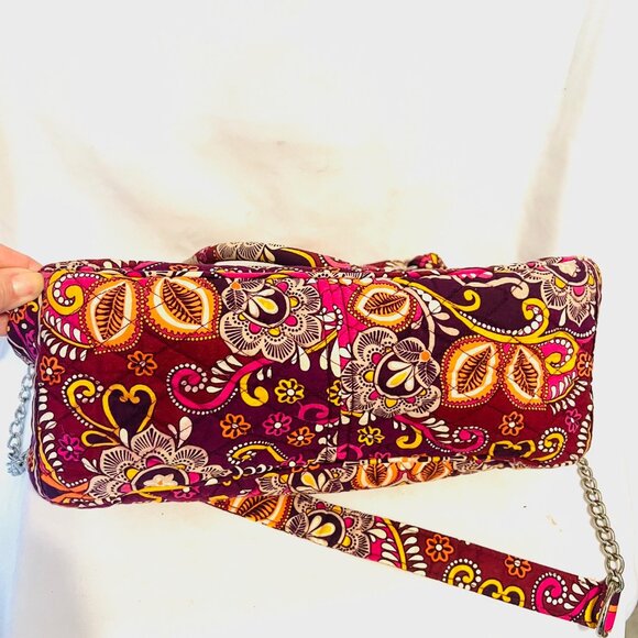 Vera Bradley Safari Sunset Tote/Shoulder Bag-Chain Strap-Pink/Maroon Mix-Quilted - Picture 10 of 16